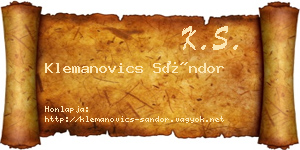 Klemanovics Sándor névjegykártya