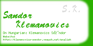 sandor klemanovics business card